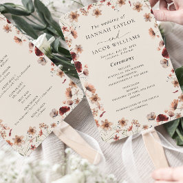 Boho Wildflower Terracotta Wedding Programma Handwaaier