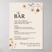 Boho Wildflower The Bar Wedding Sign Poster (Voorkant)