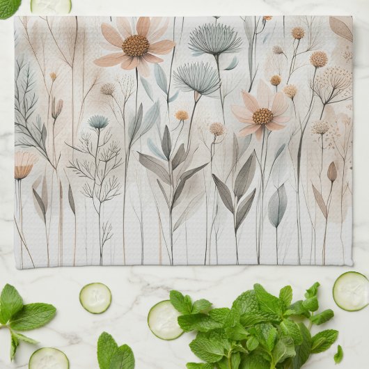 Boho Wildflower Theedoek (Gevouwen)