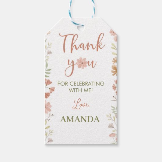 Boho Wildflower Thema Dank u Label Cadeaulabel (Voorkant)