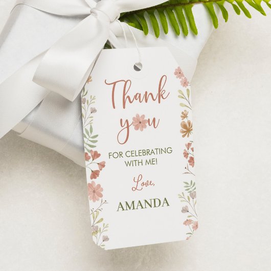 Boho Wildflower Thema Dank u Label Cadeaulabel