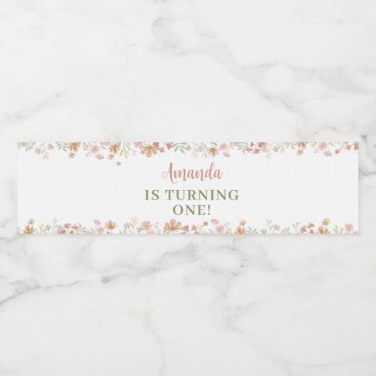 Boho Wildflower Thema Waterfles Label Waterfles Etiket (Enkel label)