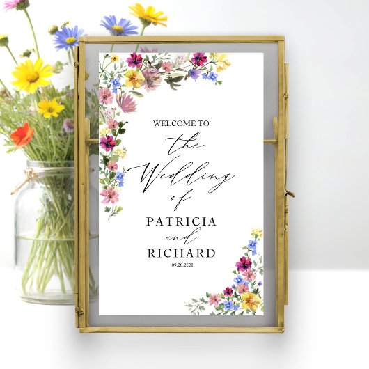 Boho Wildflower Trouw Welkom Poster