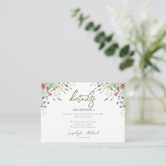 boho wildflower Trouwaccommodatie QR Code Informatiekaartje (Staand voorkant)