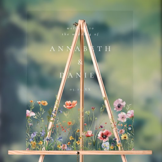Boho Wildflower Trouwbegroeting Acryl Bord (Neutraal)