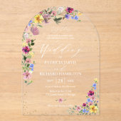 Boho Wildflower Trouwfeest Acryl Uitnodigingen (Voorkant)