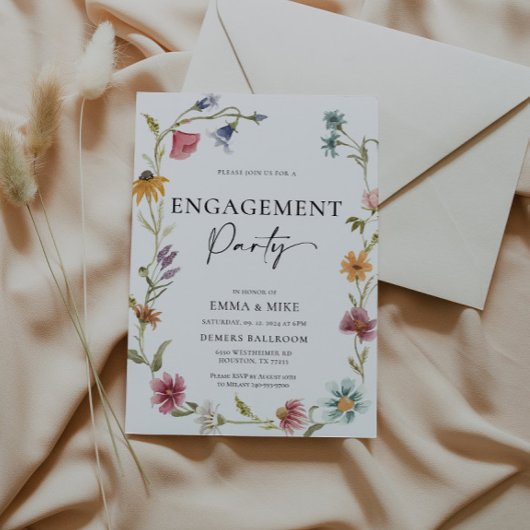 Boho Wildflower Trouwkaart Uitnodiging