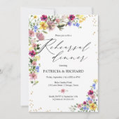 Boho Wildflower Trouwrepetitie Diner Kaart (Voorkant)
