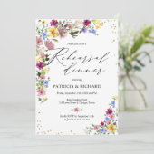 Boho Wildflower Trouwrepetitie Diner Kaart (Staand voorkant)