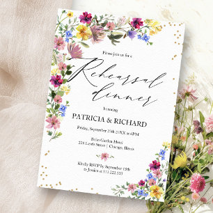 Boho Wildflower Trouwrepetitie Diner Kaart