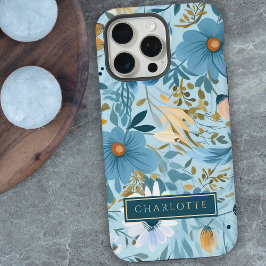 Boho Wildflower Tuin Blauw Bloemen iPhone 15 Pro Max Case