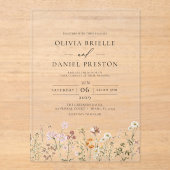 Boho Wildflower Tuin Bruiloft Acryl Uitnodigingen (Voorkant)