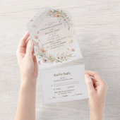 Boho Wildflower Tuin Bruiloft All In One Uitnodiging (Afscheurbaar)