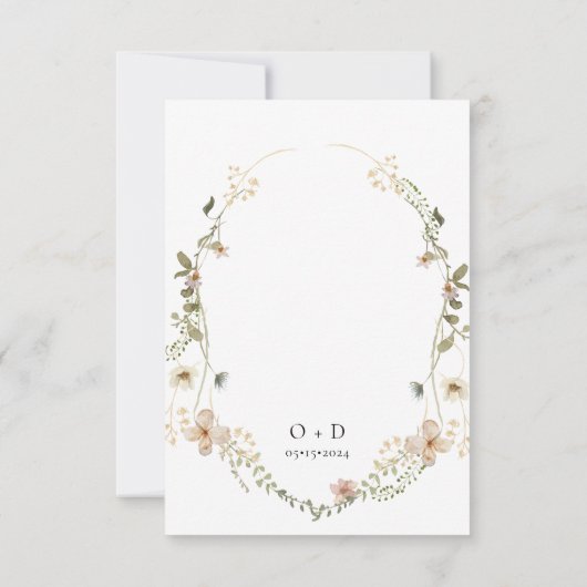 Boho Wildflower Tuin Bruiloft Kaart (Achterkant)