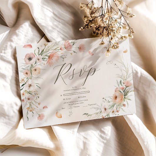 Boho Wildflower Tuin Bruiloft RSVP Kaartje