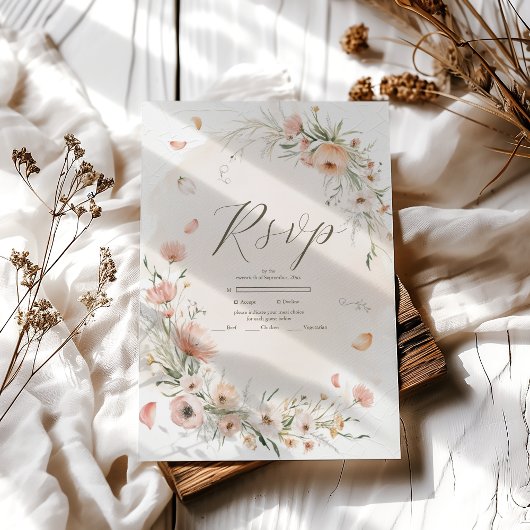 Boho Wildflower Tuin Bruiloft RSVP Kaartje