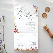 Boho Wildflower | Tuinhuwelijk van zeehonden en ve All In One Uitnodiging