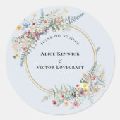 Boho Wildflower varen Dusty Blue Bedankt Favor Ronde Sticker (Voorkant)