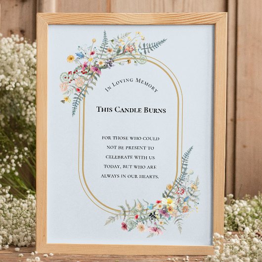 Boho Wildflower varen Dusty Blue Deze kaars brandt Poster