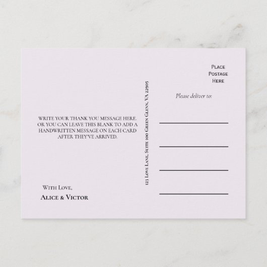 Boho Wildflower Varen Lavendel Bruiloft Dank u Briefkaart (Achterkant)