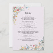 Boho Wildflower Varen Lavendel Bruiloft Details en Kaart (Achterkant)