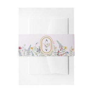 Boho Wildflower Varen Lavendel Bruiloft Monogram Uitnodigingen Wikkel