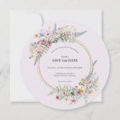 Boho Wildflower Varen Lavendel Bruiloft Ronde Save The Date (Voorkant)