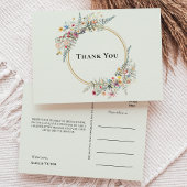 Boho Wildflower Varen Mint Groen Bruiloft Dank u Briefkaart