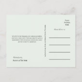 Boho Wildflower Varen Mint Groen Bruiloft Dank u Briefkaart (Achterkant)