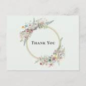 Boho Wildflower Varen Mint Groen Bruiloft Dank u Briefkaart (Voorkant)