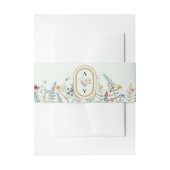 Boho Wildflower Varen Mint Groen Bruiloft Monogram Uitnodigingen Wikkel (Voorkant Voorbeeld)