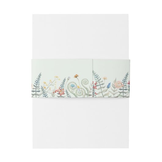 Boho Wildflower Varen Mint Groen Bruiloft Monogram Uitnodigingen Wikkel (Achterkant Voorbeeld)