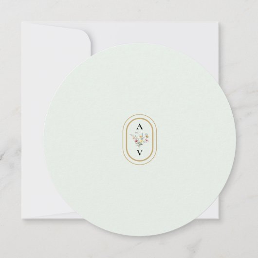 Boho Wildflower Varen Mint Groen Bruiloft Ronde Save The Date (Achterkant)