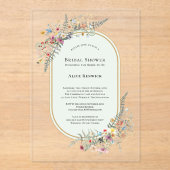 Boho Wildflower Varen Mint Groen Vrijgezellenfeest Acryl Uitnodigingen (Voorkant)