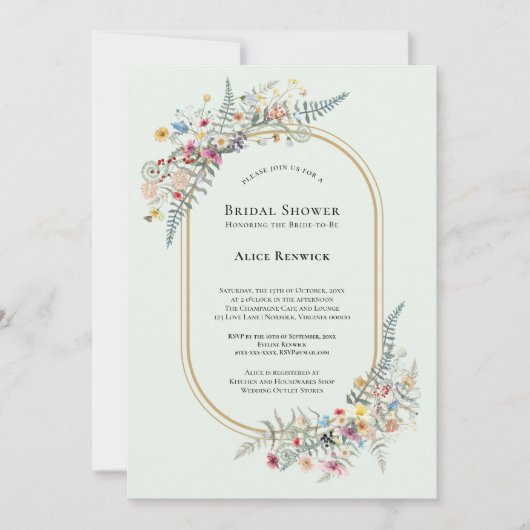 Boho Wildflower Varen Mint Groen Vrijgezellenfeest Kaart (Voorkant)