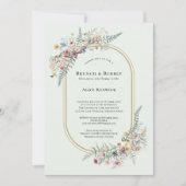 Boho Wildflower Varen Mint Groene Bruidsbrunch Kaart (Voorkant)