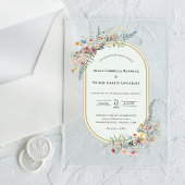 Boho Wildflower Varen Mint Groene bruiloft Acryl Uitnodigingen