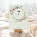 Boho Wildflower Varen Mint Groene bruiloft Kaart<br><div class="desc">Deze boho wildflower varen mint groene trouwtafel nummer ontwerp is een elegante opstelling van klassieke gouden geometrische lijsten verfraaid met delicate boho bloemengroen boeketten en stengels. Met een palet van tijdloze lichtgroene mint achtergronden met eenvoudige klassieke zwarte typografie en grillige kleurrijke wilde bloemen, het creëren van een mooie en gepolijste...</div>
