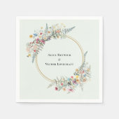 Boho Wildflower Varen Mint Groene bruiloft Servet (Voorkant)