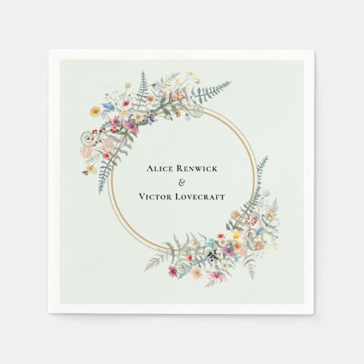 Boho Wildflower Varen Mint Groene bruiloft Servet (Voorkant)