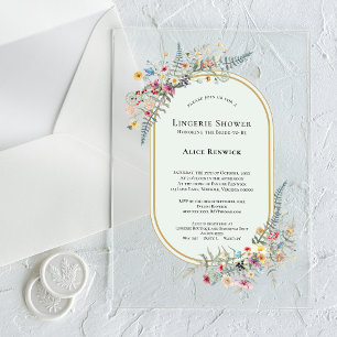 Boho Wildflower Varen Mint Groene Lingerie Douche Acryl Uitnodigingen