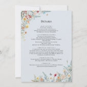 Boho Wildflower varen Stoffig Blauw Bruiloft Detai Kaart (Achterkant)