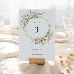 Boho Wildflower Varen Stoffig Blauw Bruiloft Kaart<br><div class="desc">Deze boho wildflower varen stoffige blauwe trouwtafel nummer ontwerp is een elegante opstelling van klassieke gouden geometrische lijsten verfraaid met delicate boho bloemengroen boeketten en stengels. Met een palet van tijdloze licht stoffige blauwe achtergronden met eenvoudige klassieke zwarte typografie en grillige kleurrijke wilde bloemen, het creëren van een mooi en...</div>
