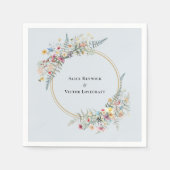 Boho Wildflower Varen Stoffig Blauw Bruiloft Servet (Voorkant)