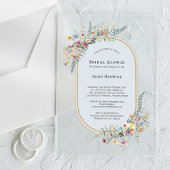 Boho Wildflower Varen Stoffig Blauw Vrijgezellenfe Acryl Uitnodigingen