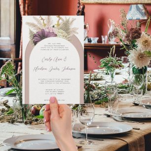 Boho Wildflower Varen Stoffig Paarse Bloemen Kaart