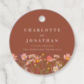 Boho Wildflower Verbrand Sinaasappel bruiloft Dank Bedankjes Labels (Voorkant)