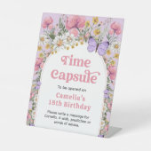 Boho Wildflower Verjaardag Tijd Capsule Reclamebord Met Voetstuk (Voorkant)