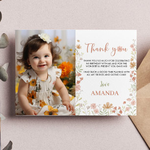 Boho Wildflower Verjaardagsfeestje Dank je kaart