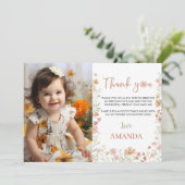 Boho Wildflower Verjaardagsfeestje Dank je kaart (Staand voorkant)